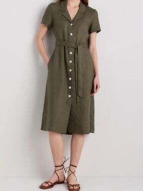 Quince 100% European Linen Button Front Dress